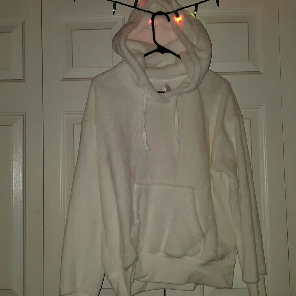 Fluffy white pajama sweater